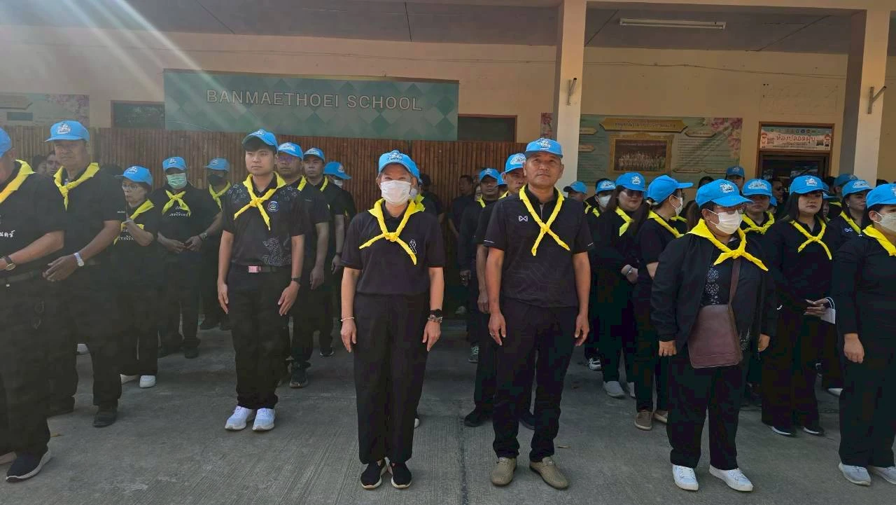 กิจกรรมจิตอาสาพระราชทานเนื่องในโอกาสวันสำคัญของชาติไทย (วันที่ระลึกพระบาทสมเด็จพระพุทธเลิศหล้านภาลัย) กิจกรรมทำแนวกันไฟบริเวณหลังโรงเรียนบ้านแม่เทย ณ โรงเรียนบ้านแม่เทย หมู่ที่ 6