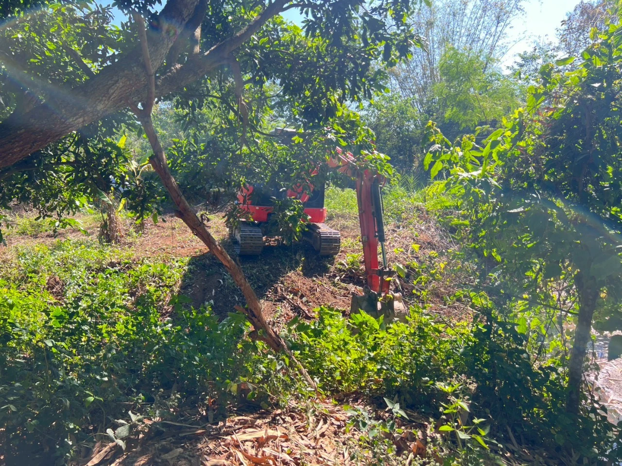 ดำเนินการซ่อมแซมคันลำห้วยที่ถูกน้ำป่าไหลหลากกัดเซาะพังเสียหาย บริเวณลำห้วยต๋ม บ้านป่าคา หมู่ที่ 1